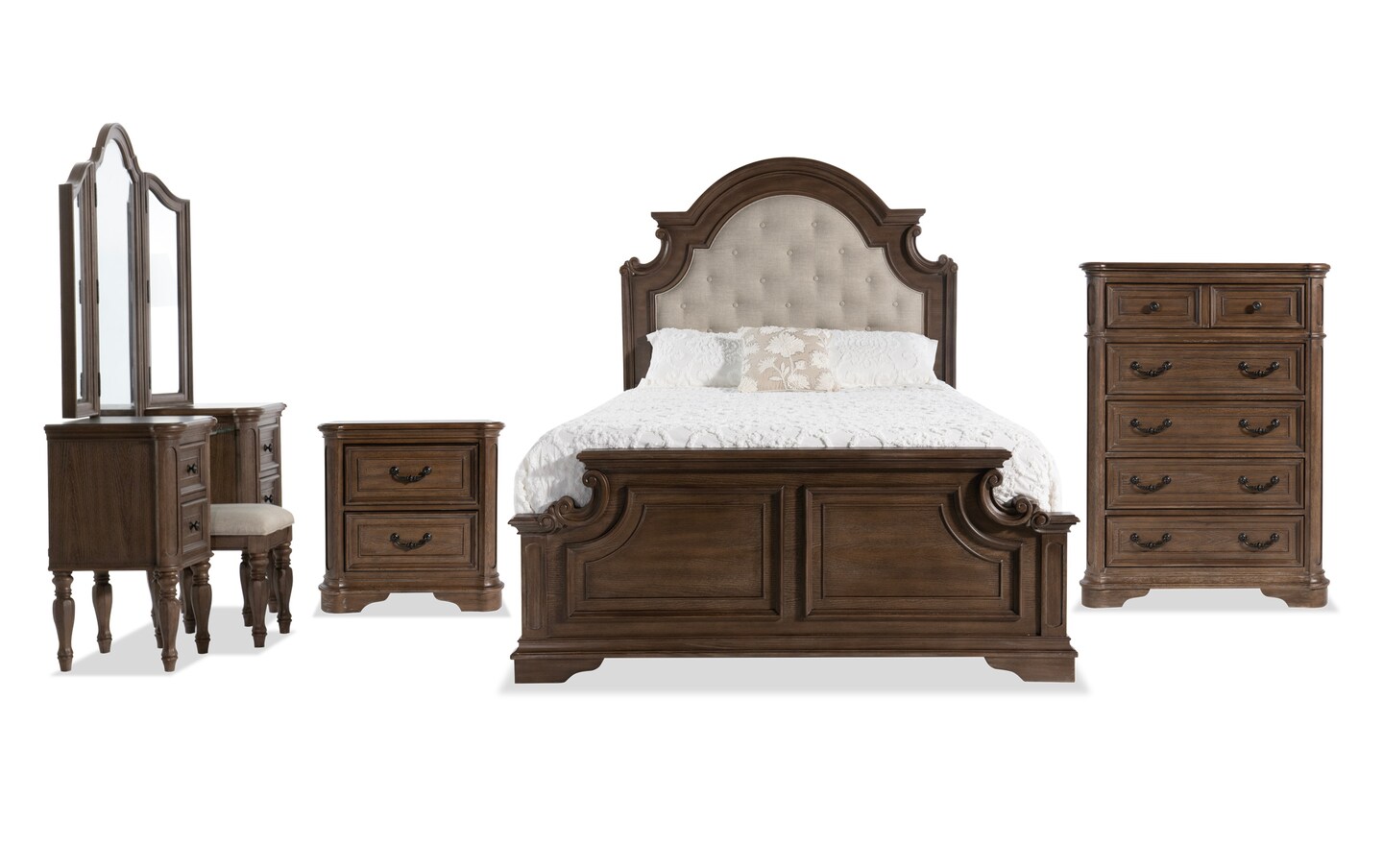 Scarlett 4 Piece Oak California King Bedroom Set With Vanity Bob S