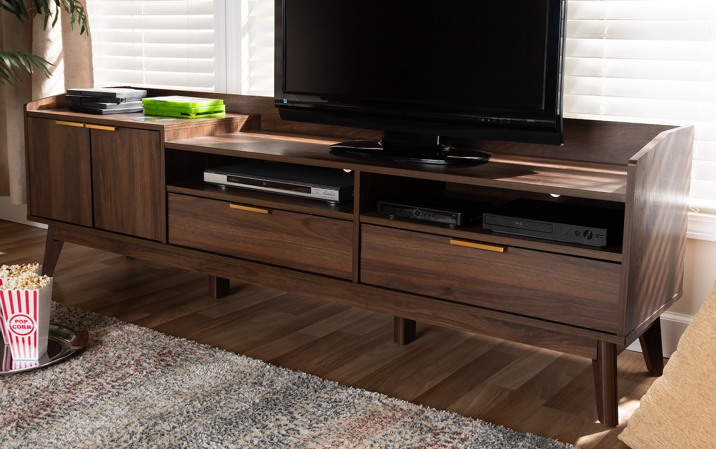 Concord Walnut Brown TV Stand Walnut Finish