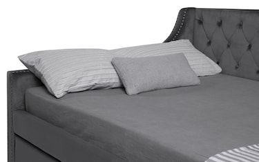 Chloe Full Gray Upholstered Daybed With Twin Trundle Bob S Discount