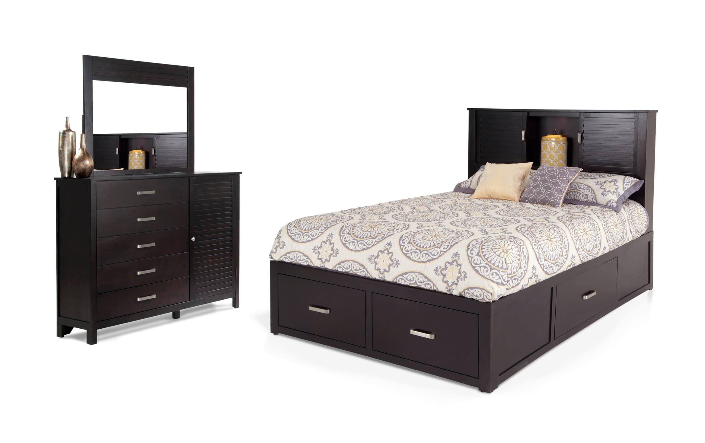 Dalton Queen Espresso Storage Bedroom, King Size Bed Sets Bobs Furniture