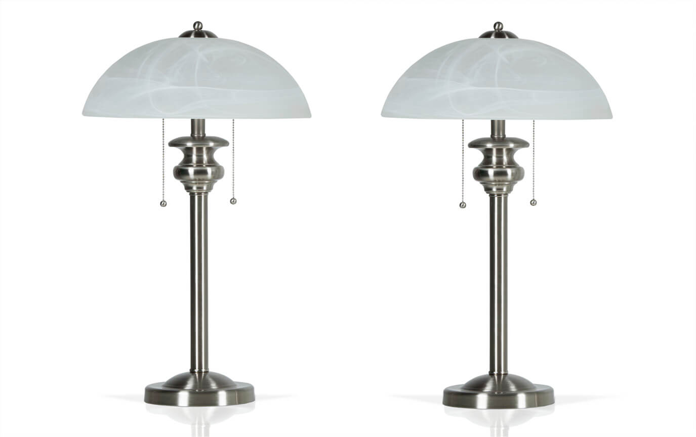 Set Of 2 Brushed Nickel Desk Lamps Bob S Furniture Set Of 2 Brushed Nickel Desk Lamps
