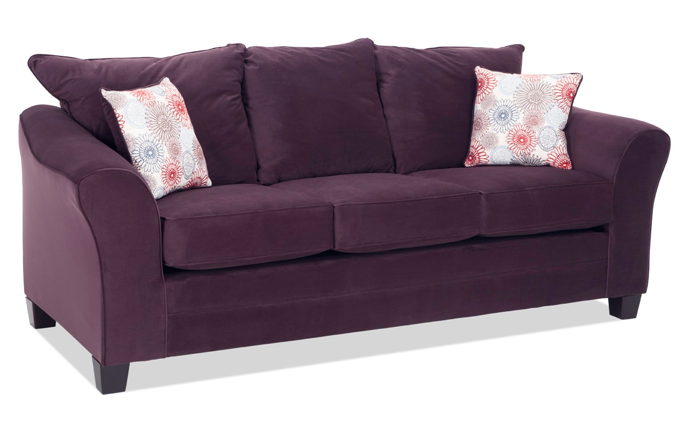 Adrina Plum Sofa Outlet Bob S Furniture Gallery Slider Image 1