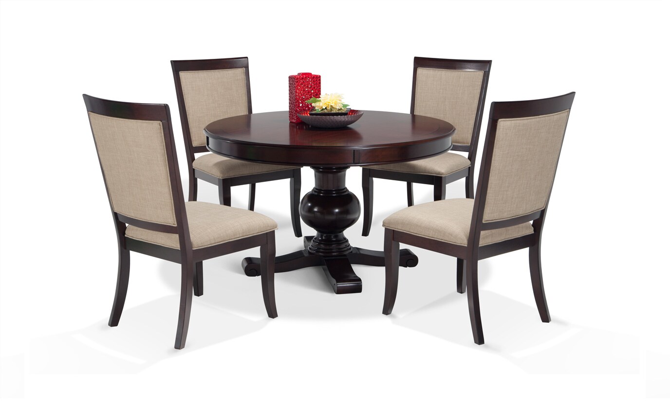 Gatsby Round Cherry 5 Piece Dining Set With Side Chairs Bobs Com Gallery Slider Image 1