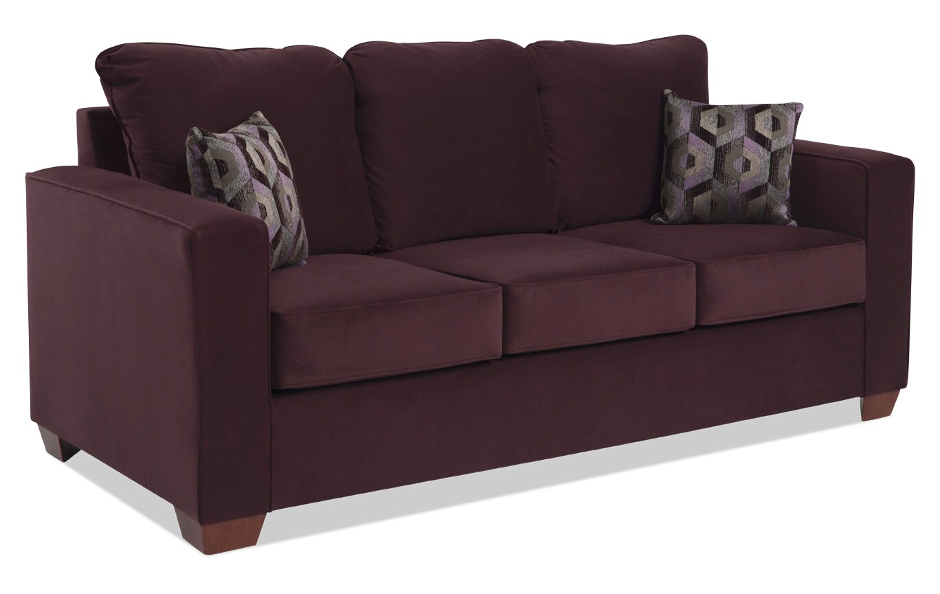 Aubree Plum Sofa Outlet Bob S Furniture Gallery Slider Image 1