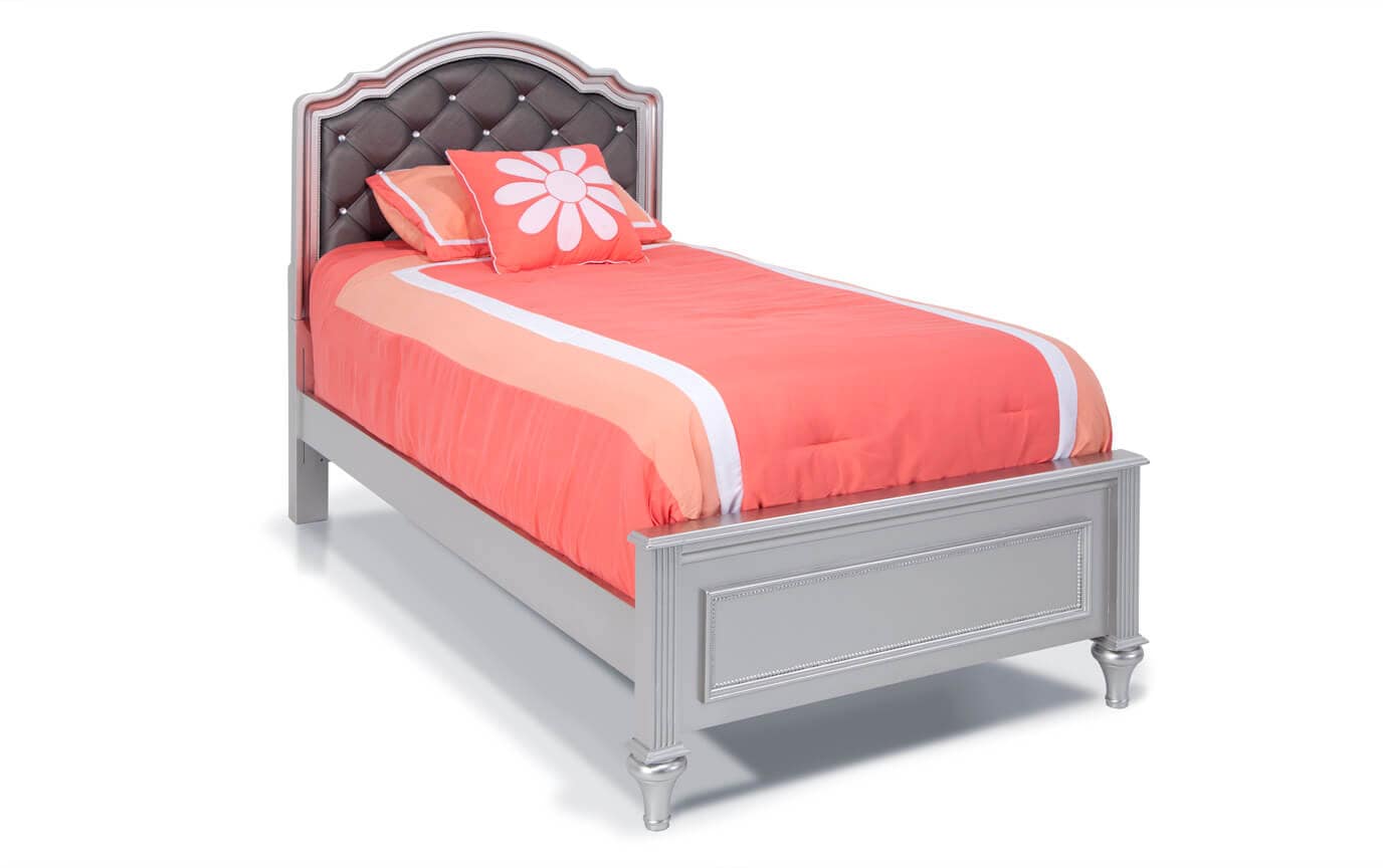Madelyn Full Platinum Upholstered Youth Bedroom Set | Bobs.com