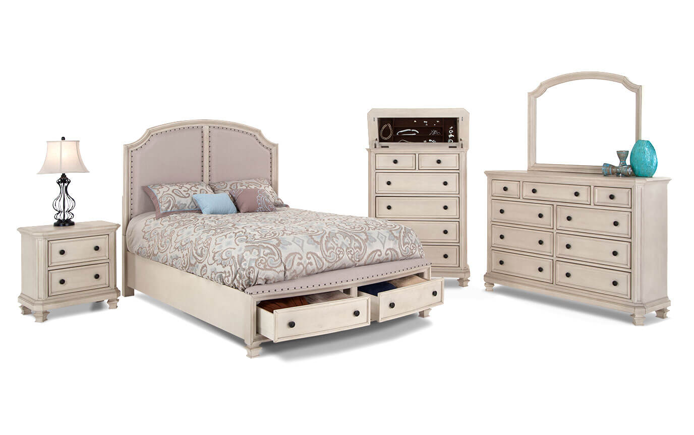 Euro Cottage King White Bedroom Set Bobs Gallery Slider Image 2