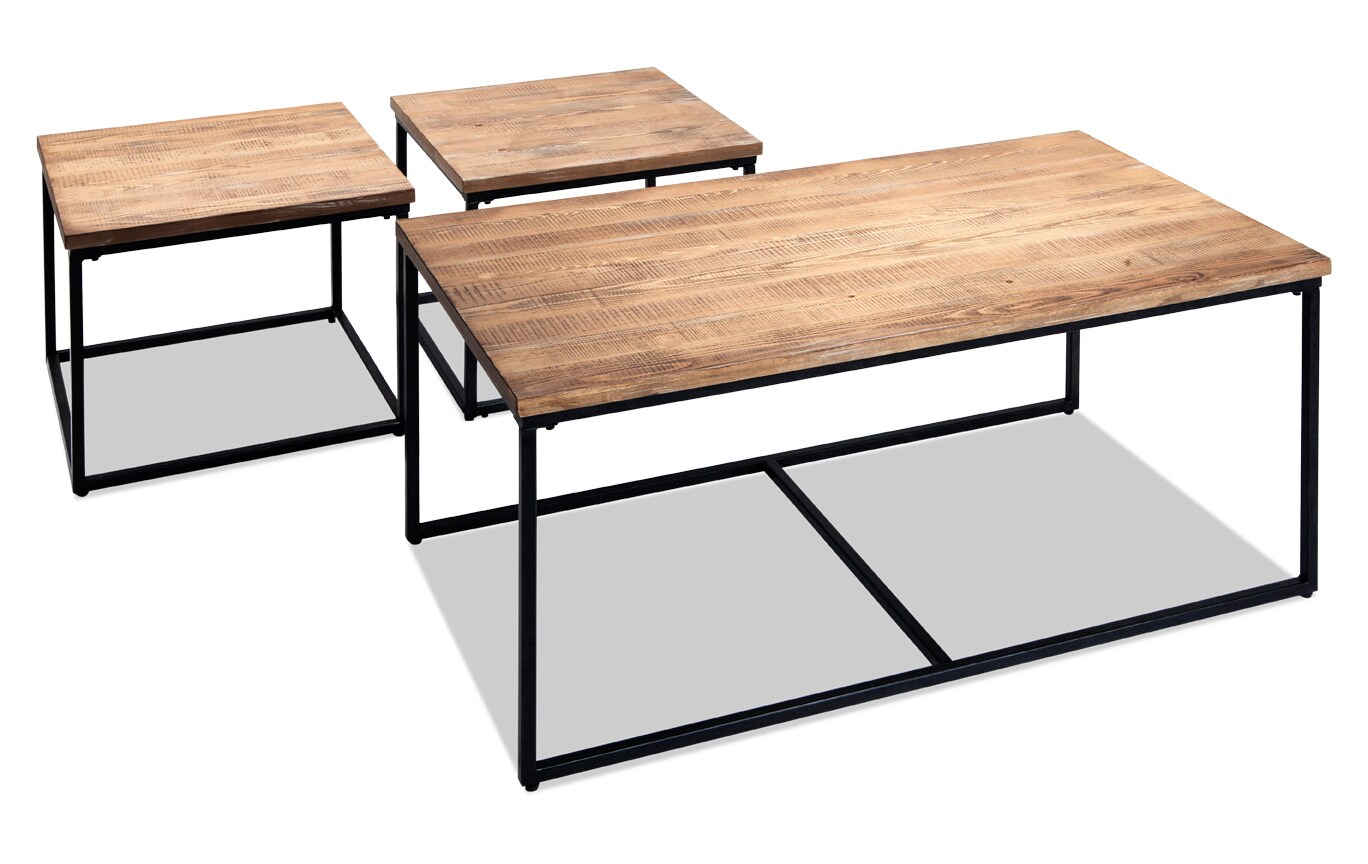 Plank Cocktail Table Set Bob S Furniture Plank Cocktail Table Set