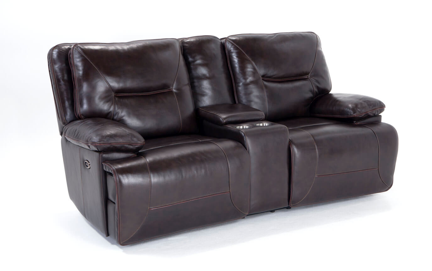 Marco Leather Power Reclining Console Loveseat