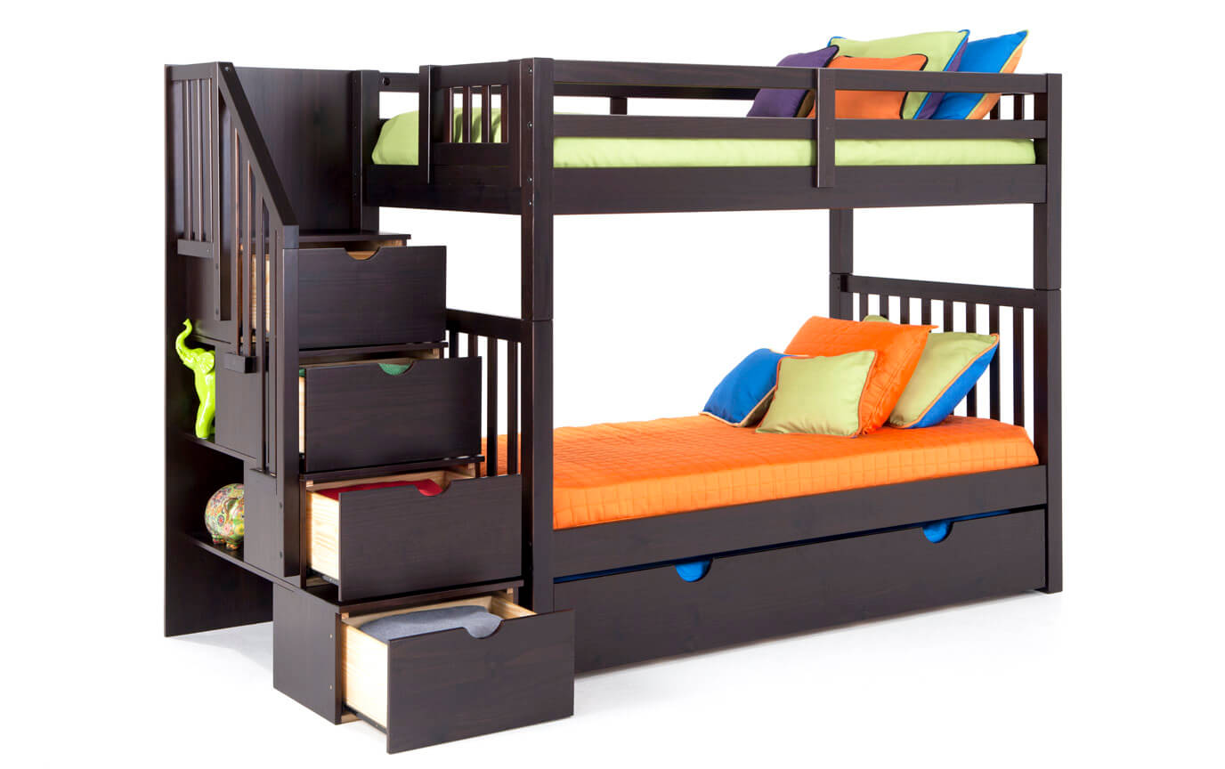 Keystone Stairway Bunk Bed With Storage Trundle Unit Bob S Keystone Stairway Bunk Bed With Storage Trundle Unit