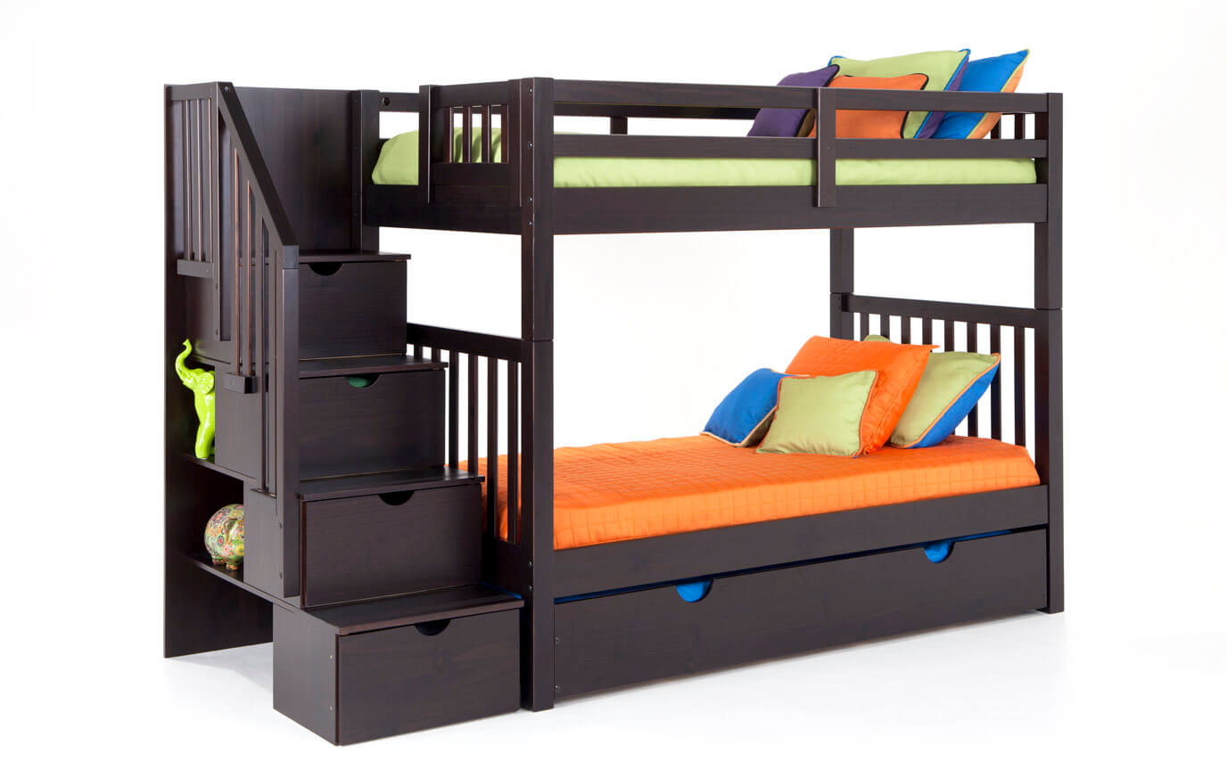 Keystone Stairway Bunk Bed With Storage Trundle Unit Bobs Com Gallery Slider Image 2