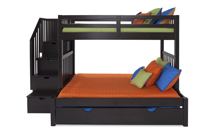 Keystone Stairway Twin Full Bunk Bed With Perfection Innerspring Keystone Stairway Twin Full Bunk Bed With Perfection Innerspring Mattresses And Storage Trundle Unit