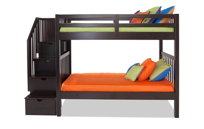 Keystone Stairway Bunk Bed With 2 Twin Bob O Pedic 6 Memory Foam Keystone Stairway Bunk Bed With 2 Twin Bob O Pedic 6 Memory Foam Mattresses