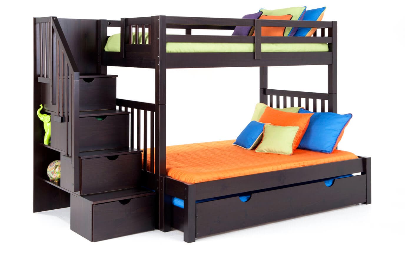 Keystone Stairway Twin Full Bunk Bed With Bob O Pedic 6 Memory Foam Gallery Slider Image 2