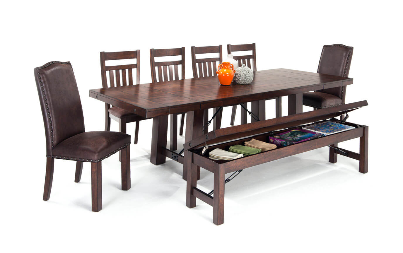 Mesa 8 Piece Dining Set With Storage Bench Bob S Furniture Gallery Slider Image 2