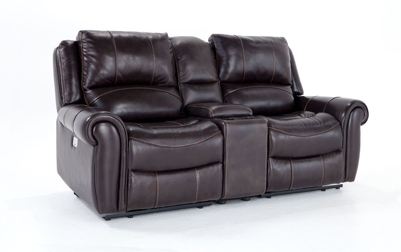 Leather Power Reclining Sofa And Console Loveseat
