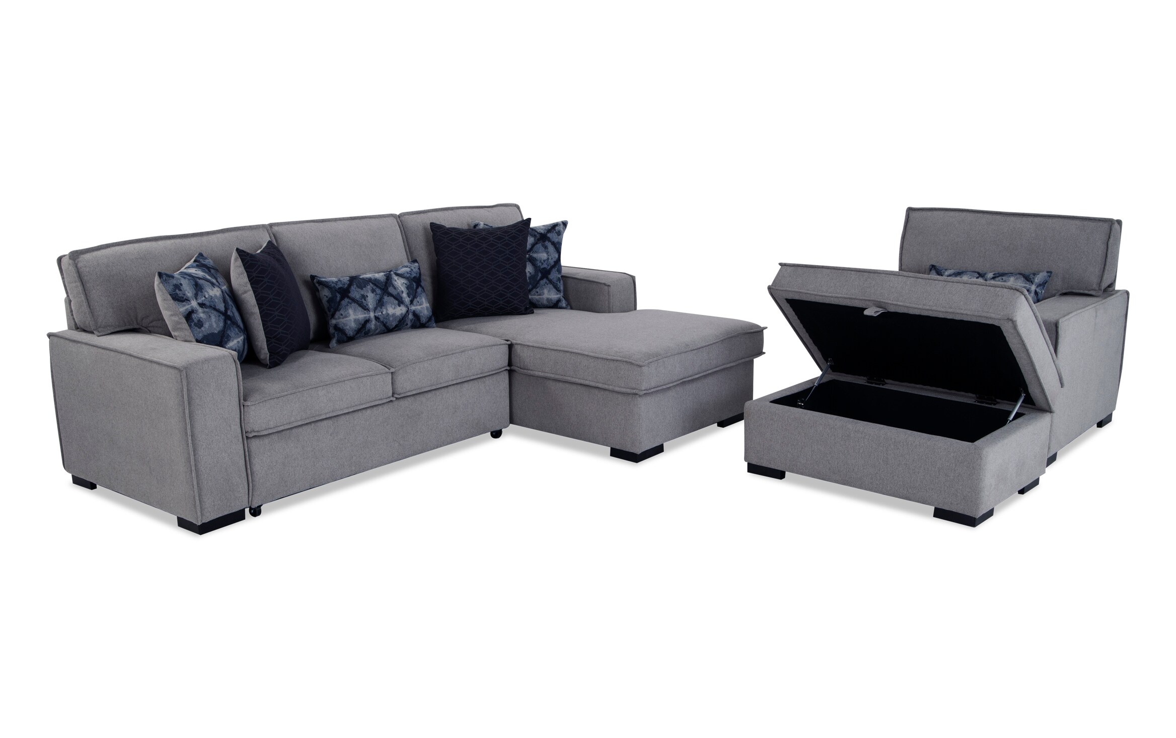 Playscape Gray Left Arm Facing Sectional With Chair Ottoman Bob S Discount Furniture