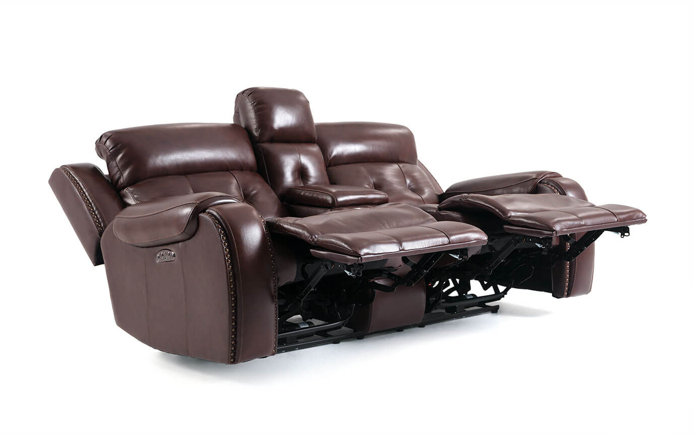 Magellan Leather Power Reclining Console Loveseat