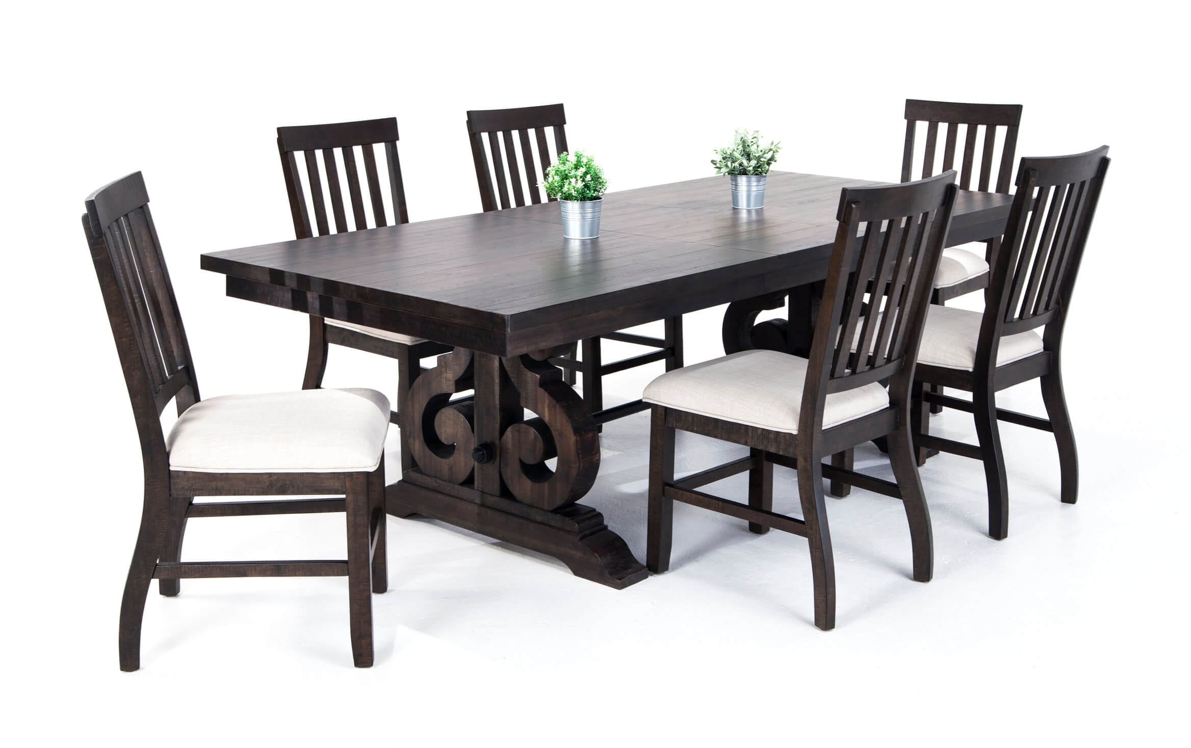 Sanctuary 7 Piece Dining Set With Slat Chairs Bob S Discount Furniture