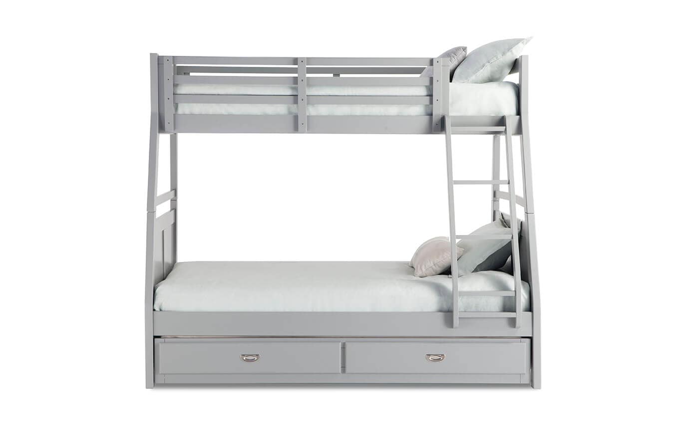 Chadwick Twin/Full Gray Bunk Bed with Trundle