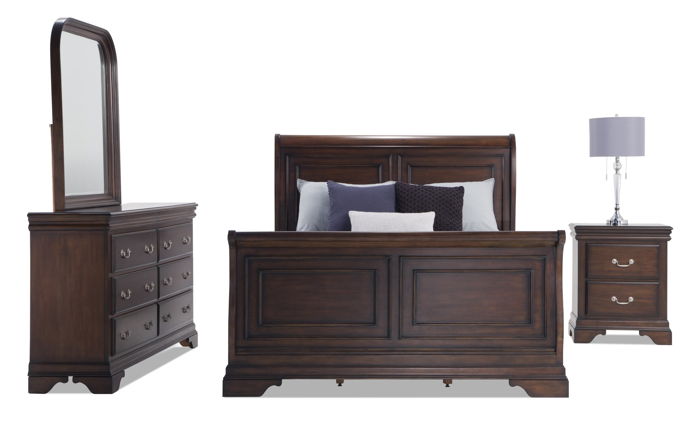 Louie King Cherry Bedroom Set, King Size Bed Sets Bobs Furniture
