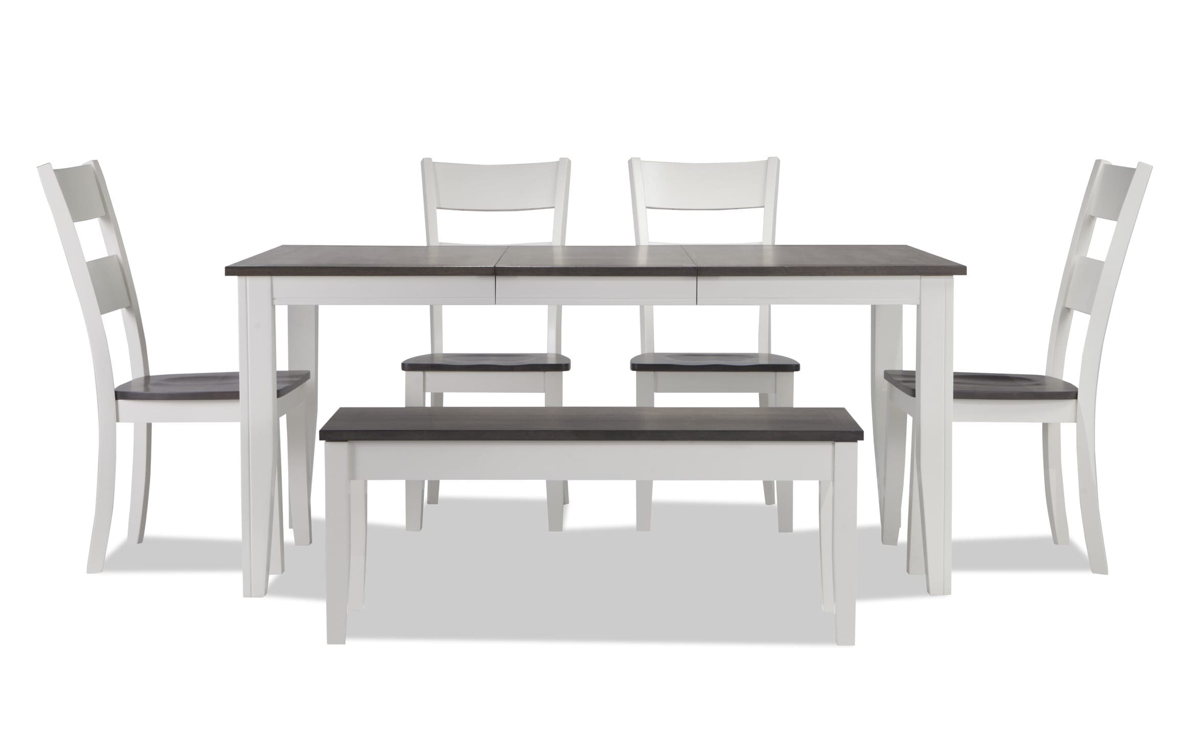 Blake Gray White 6 Piece Dining Set, Dining Room Table And Chairs With Bench Set Of 6