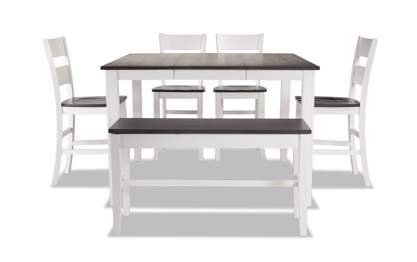 Blake Gray & White 6 Piece Counter Set with Storage Bench