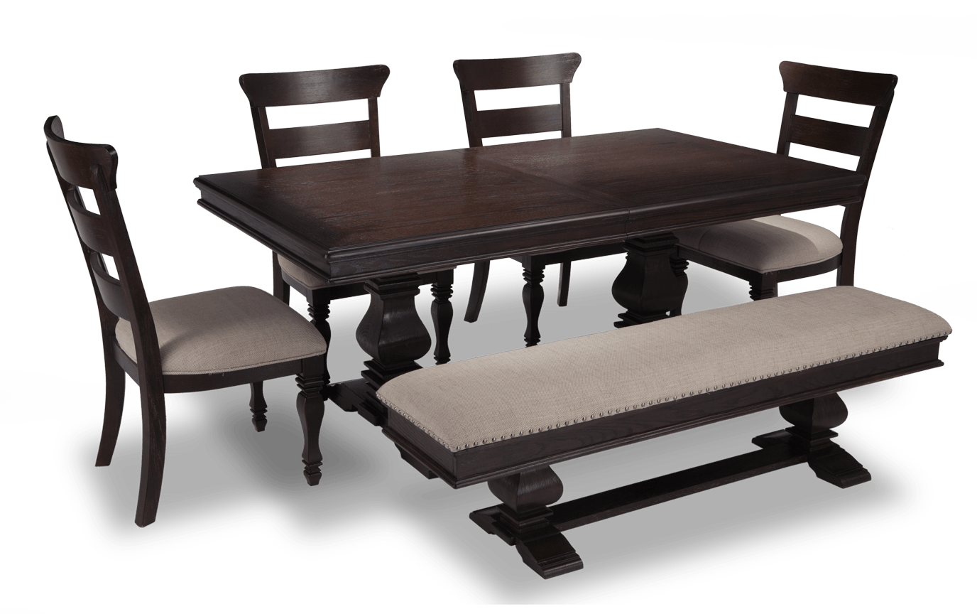 Riverdale 6 Piece Dining Set With Storage Bench Wood Side Chairs