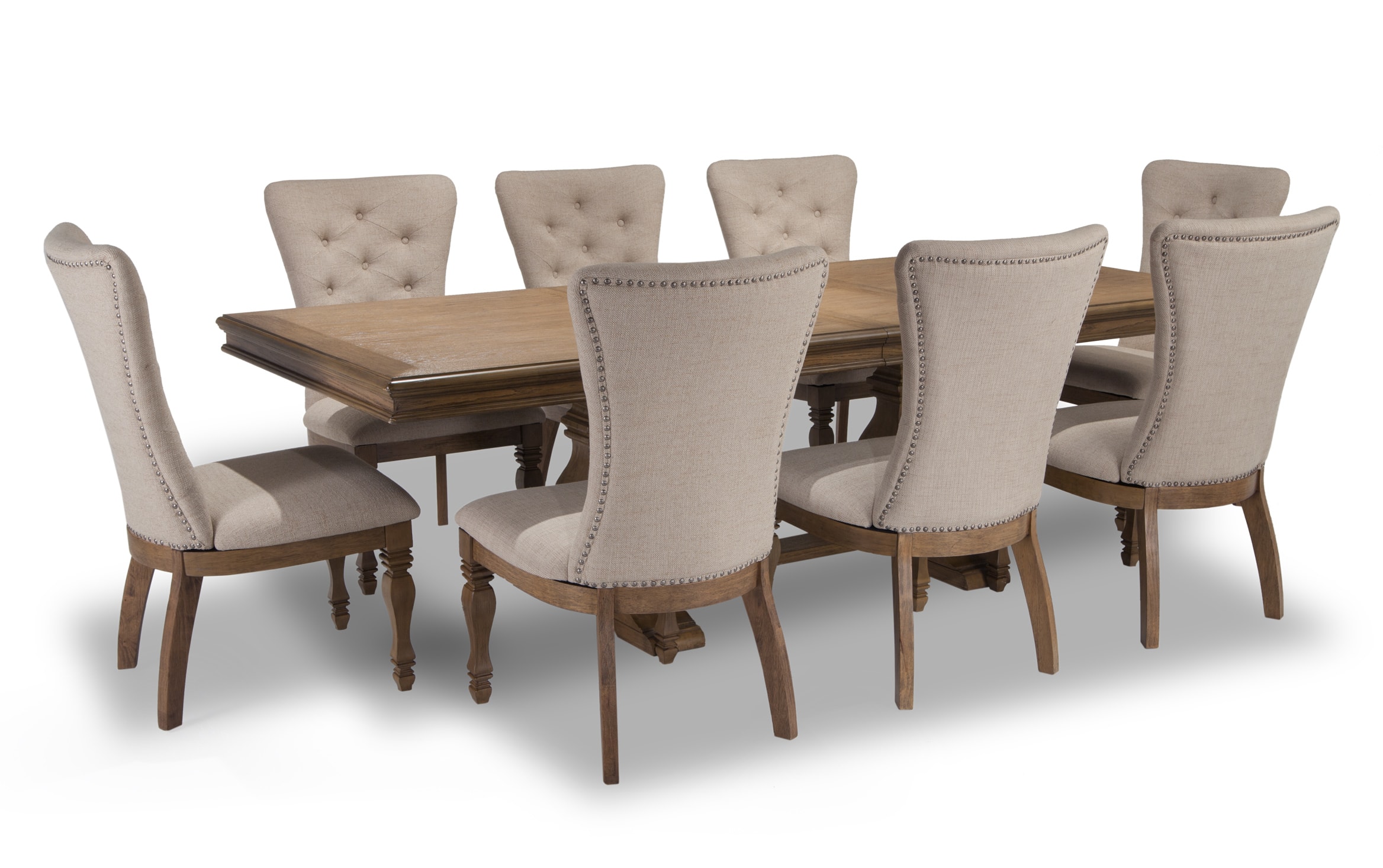 Riverdale 9 Piece Dining Set With Upholstered Chairs Bob S Discount Furniture