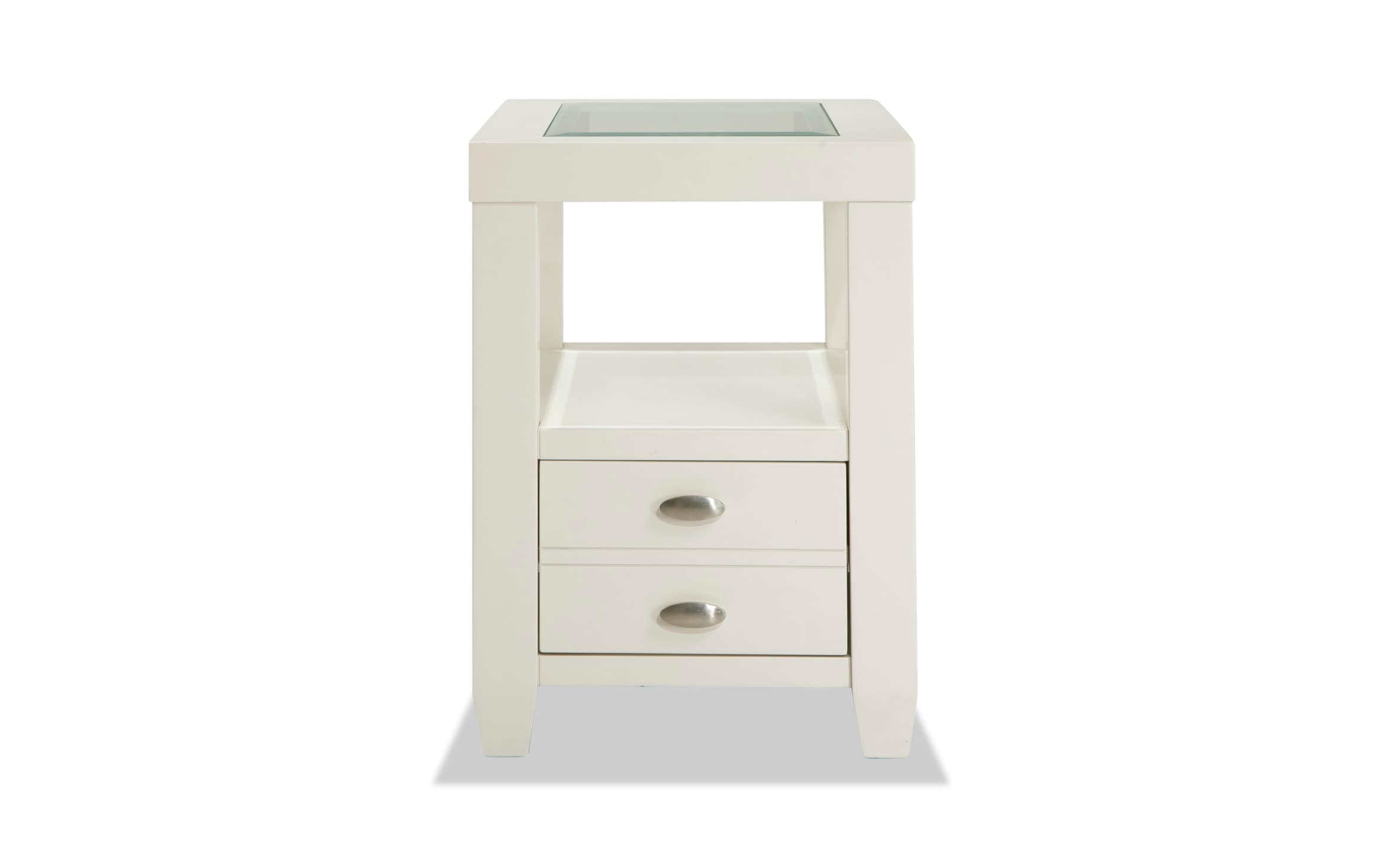 Prestige White Chairside Table With, White Chairside Table With Power