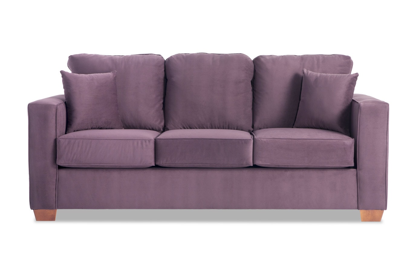 Aubree Double Plum Sofa Outlet Bob S Furniture Gallery Slider Image 1
