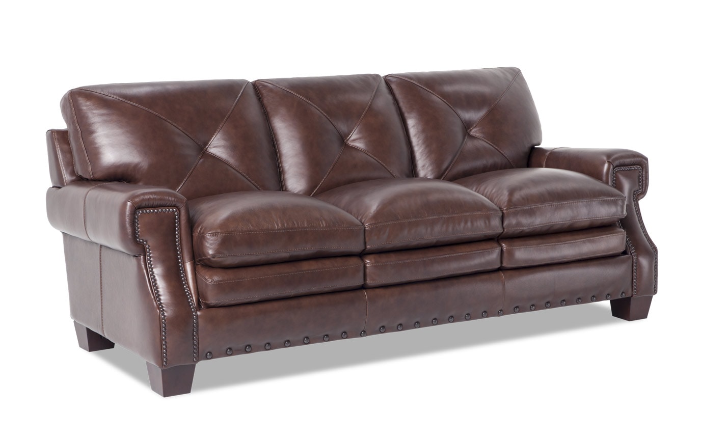 Kennedy Brown Leather Sofa Set Bobs Com Gallery Slider Image 4