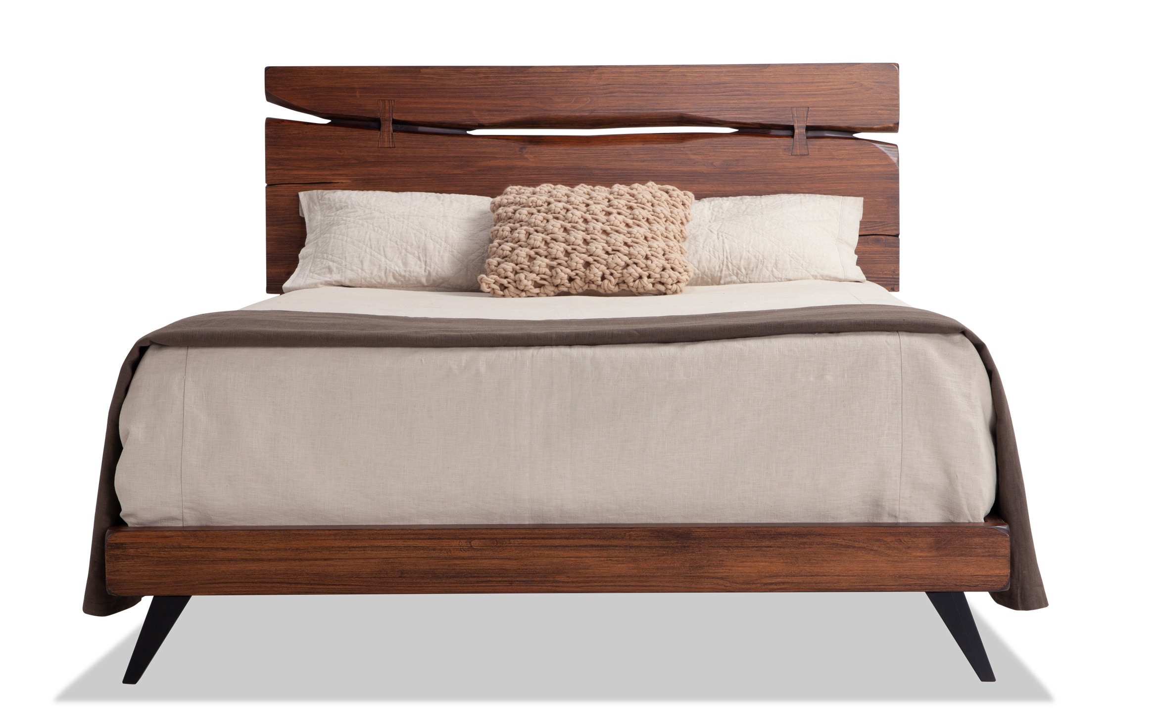 Canyon Queen Bed Bob S Furniture, Brown Wood Bed Frame