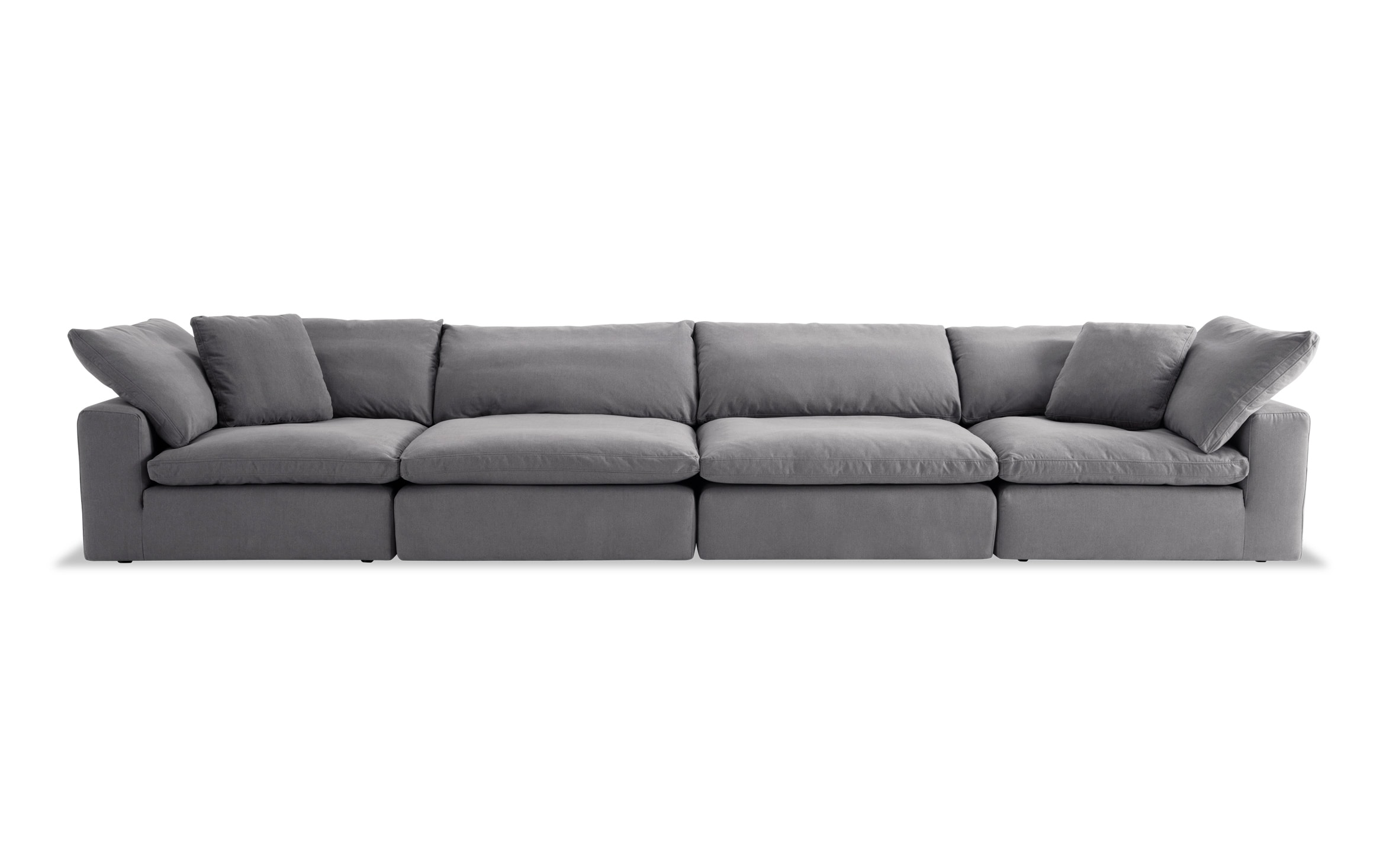 A bobs discount furniture Dream Gray 174'' Modular 4 Piece Sectional 2 Corners, 2 Armless Chairs