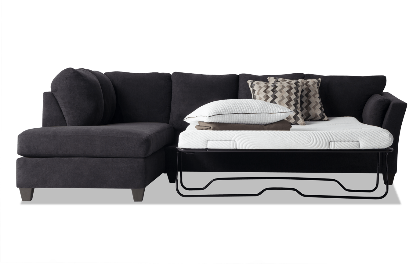 Virgo Black 2 Piece Bob O Pedic Gel Right Arm Facing Queen Sleeper Sectional