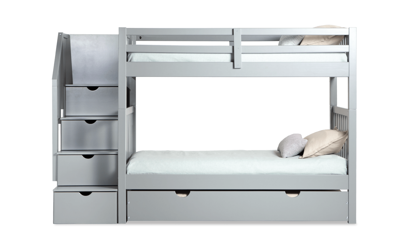 Keystone Gray Stairway Bunk Bed With 2 Twin Perfection Innerspring