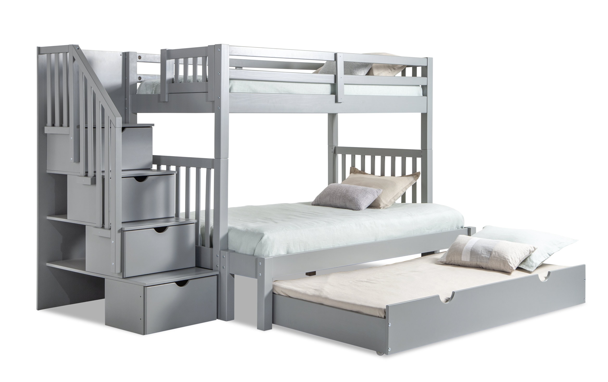 Keystone Twin Full Gray Stairway Bunk, Bobs Furniture Bunk Beds