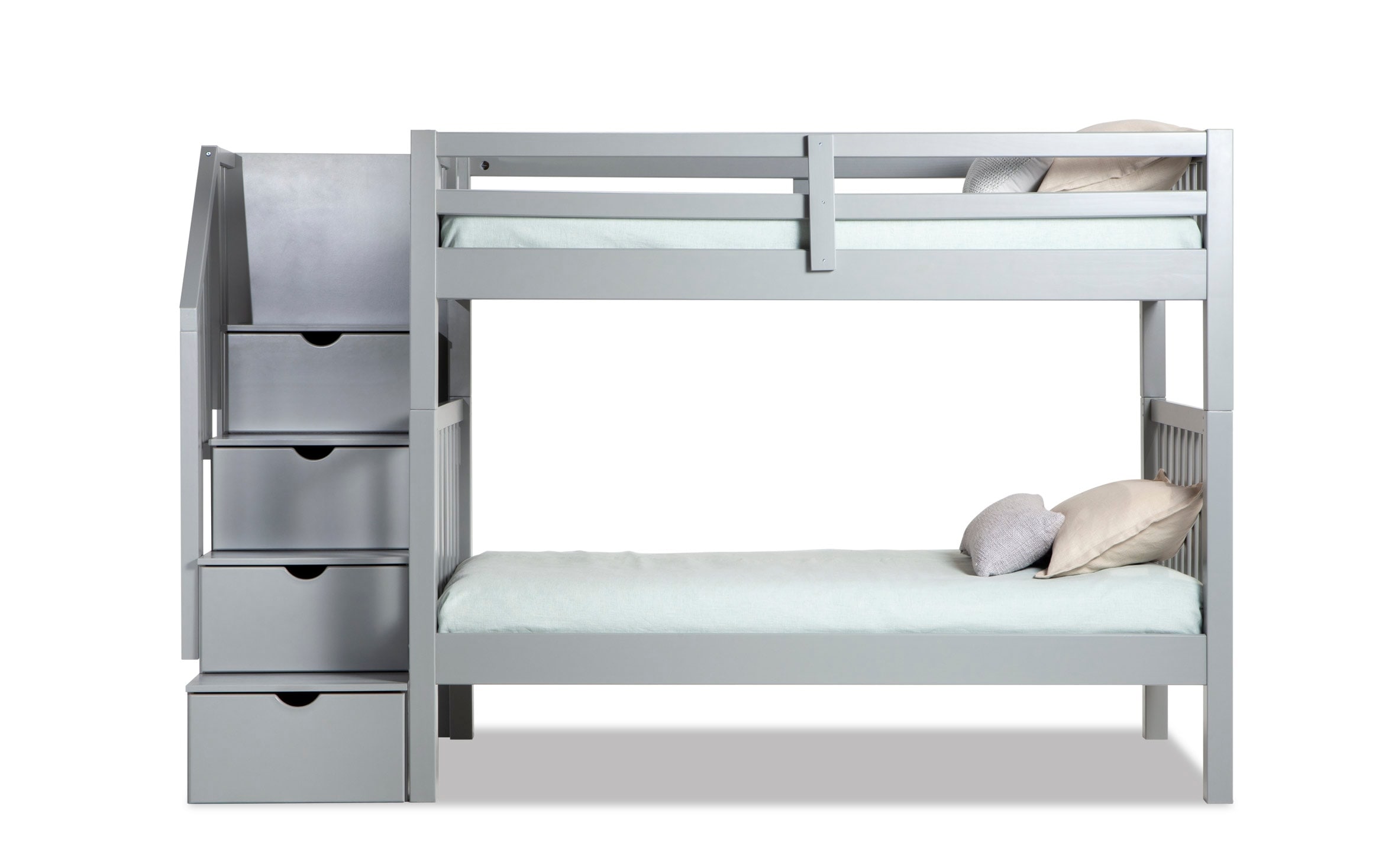 Keystone Twin Gray Stairway Bunk Bed, 6 Twin Mattress For Bunk Bed