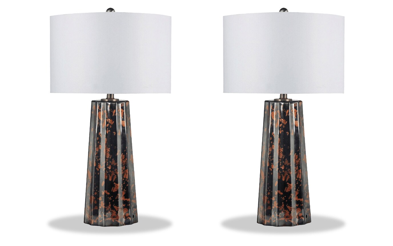 Set Of 2 Copper Drip Table Lamps