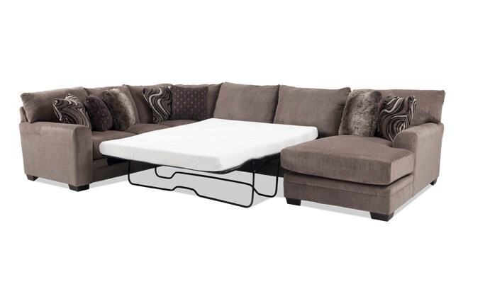 Sleeper Sofas Bob S Furniture Luxe 4 Piece Left Arm Facing Bob O Pedic Gel Queen Sleeper Sectional With Chaise