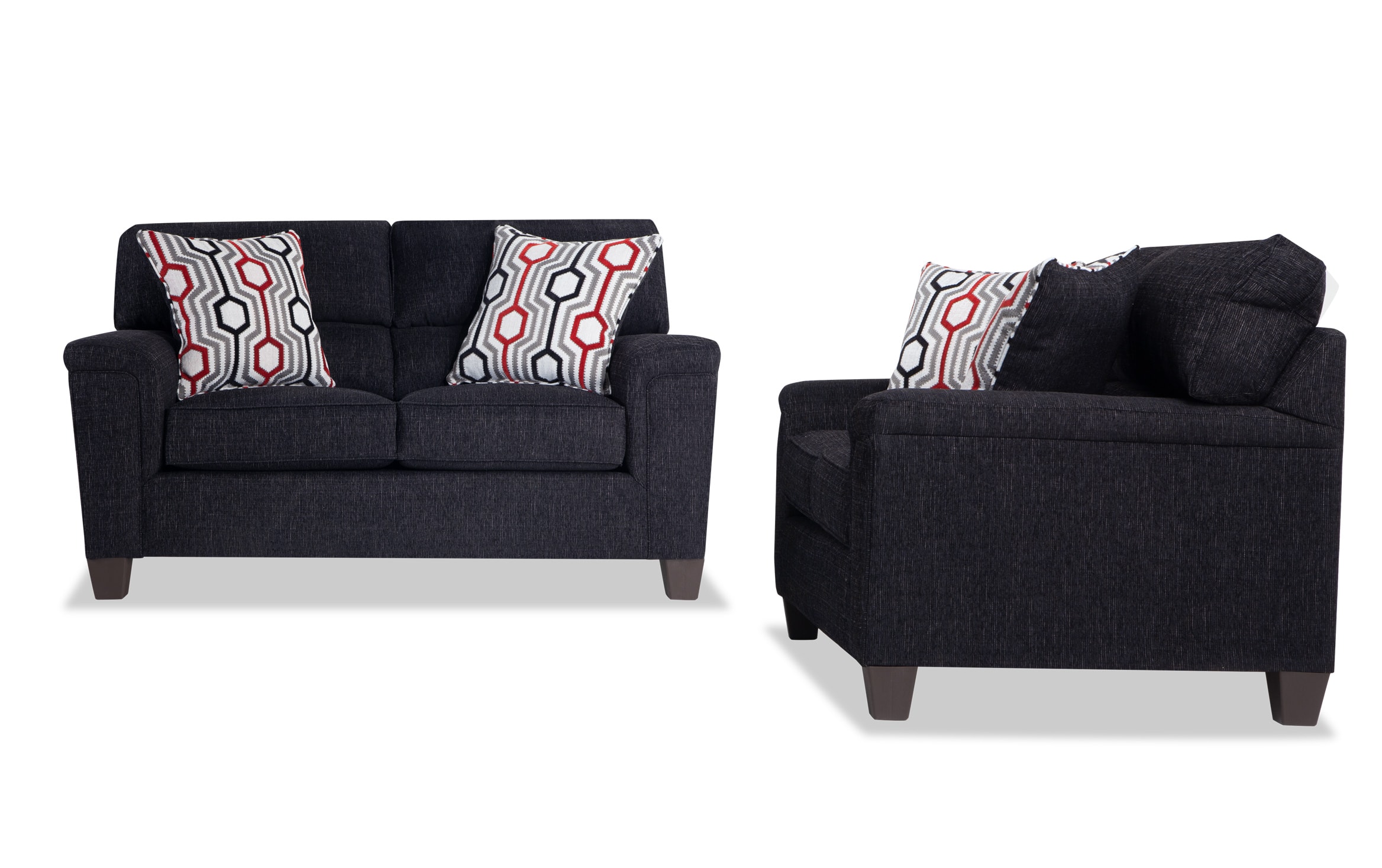 Calvin Onyx Black Loveseat Set Bobs Calvin Onyx Black Loveseat Set Bobs
