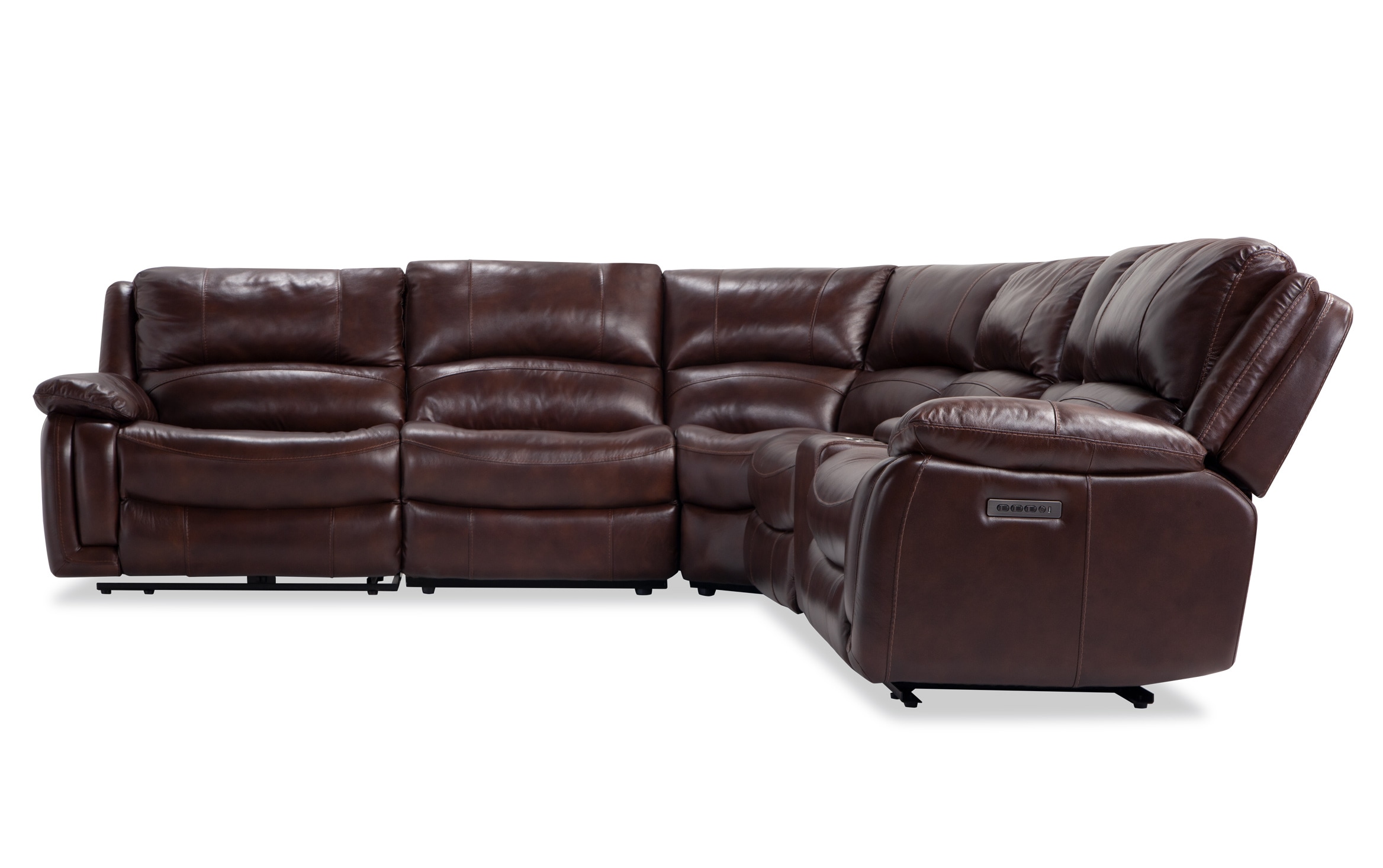 Power Reclining Sectional, Corry 6 Piece Leather Power Reclining Sectional Sofa Brown