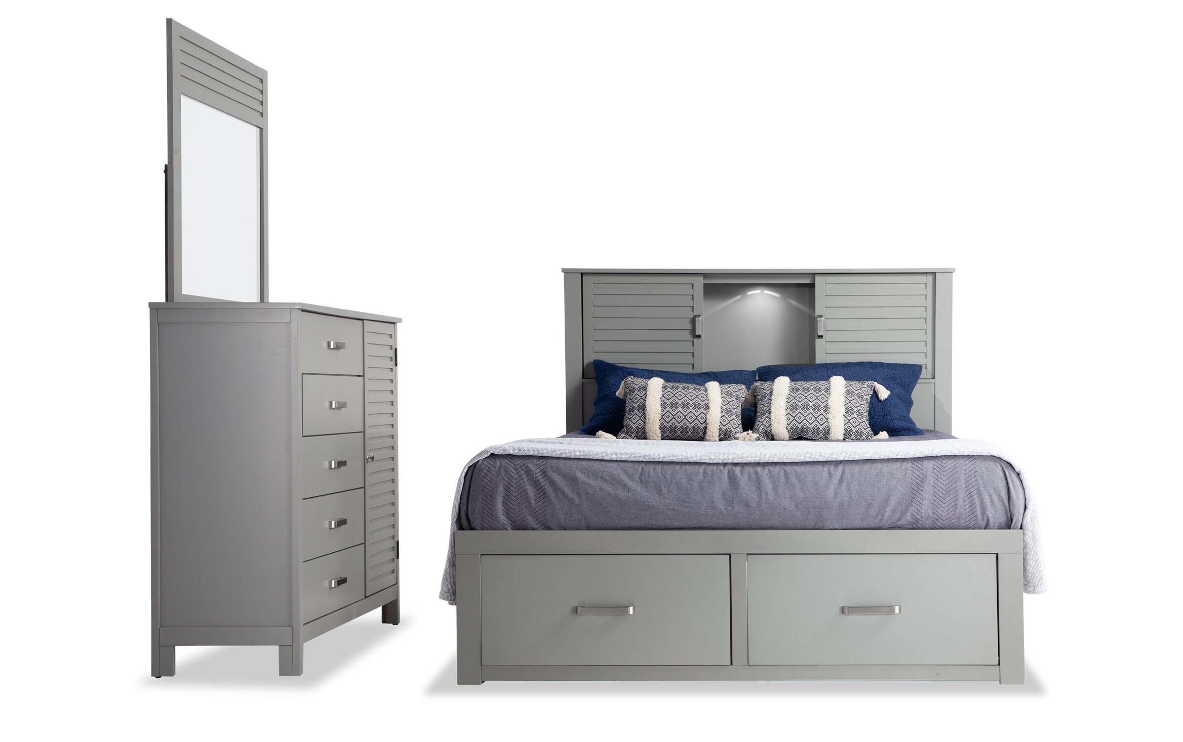 Dalton King Gray Storage Bedroom Set Bobs Com