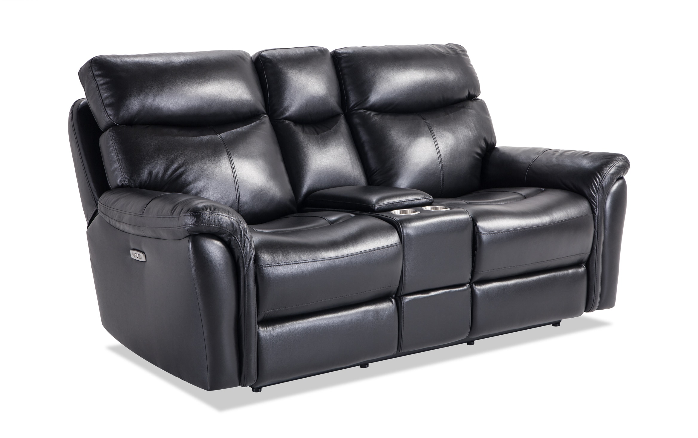 Dynamic Leather Power Reclining Console Loveseat