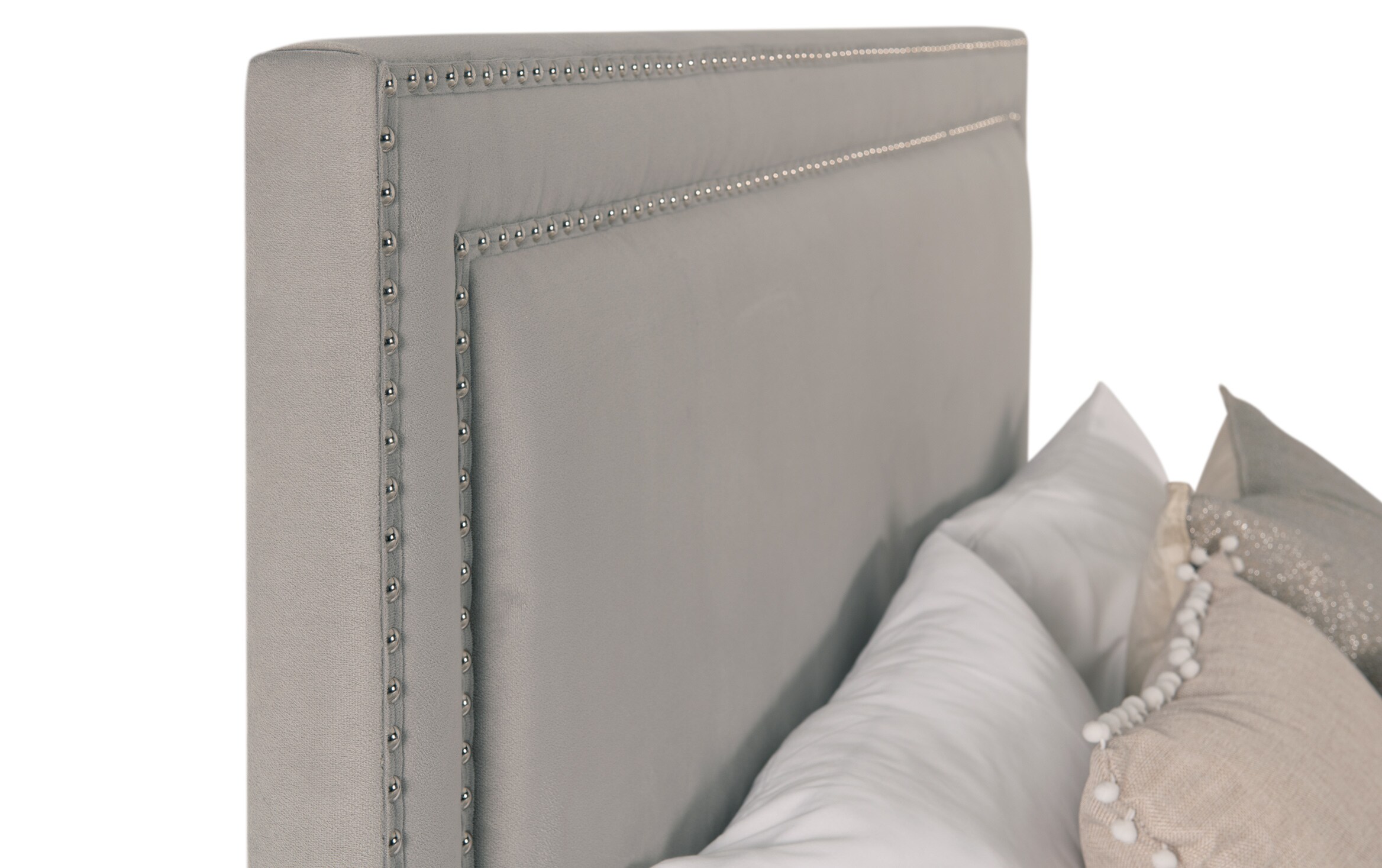 tremont full gray upholstered bed