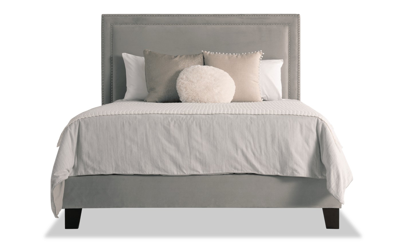 Tremont Queen Gray Upholstered Bed, Gray Bed Frame Full