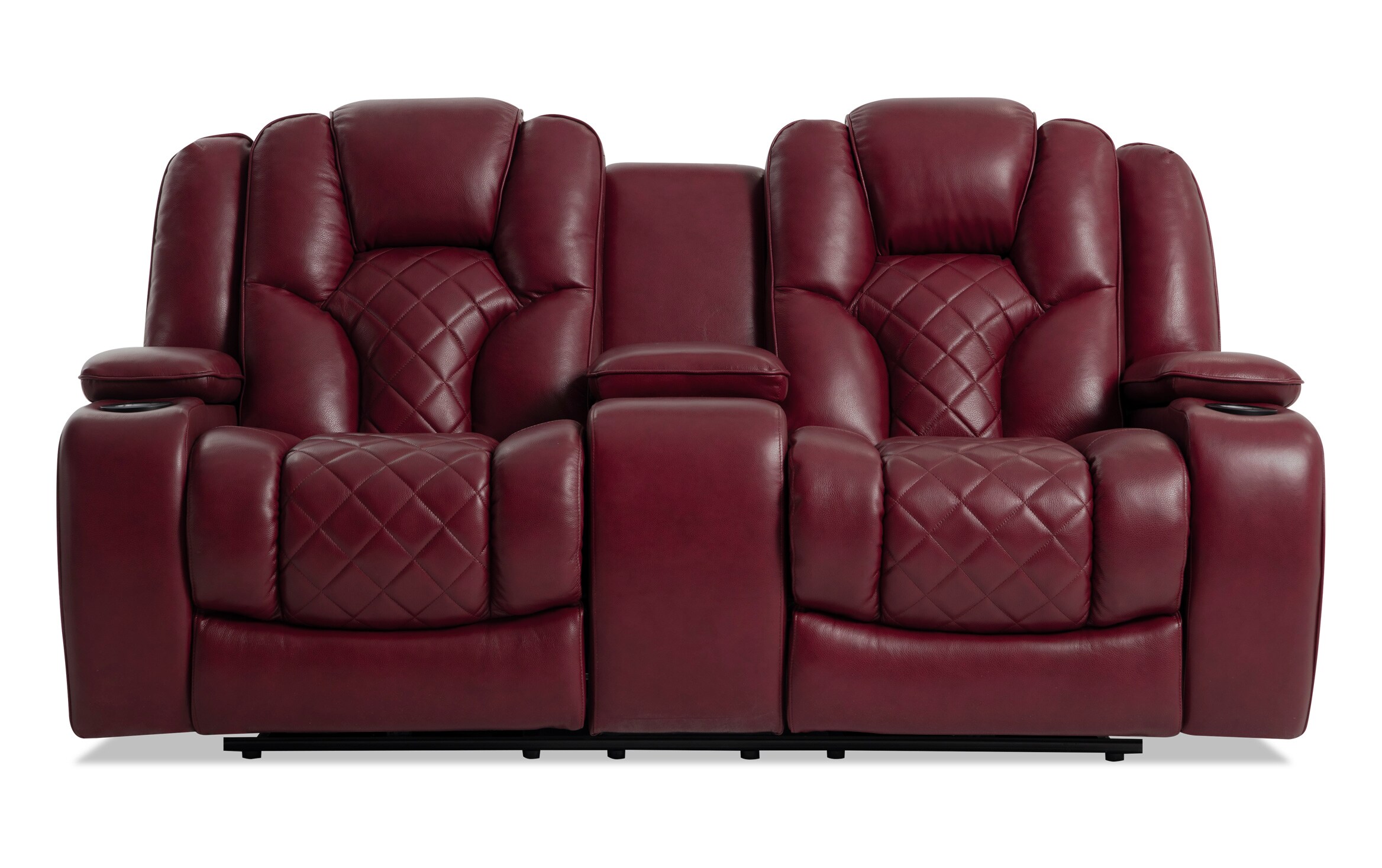 Panther Fire Leather Power Reclining, Reclining Leather Loveseat