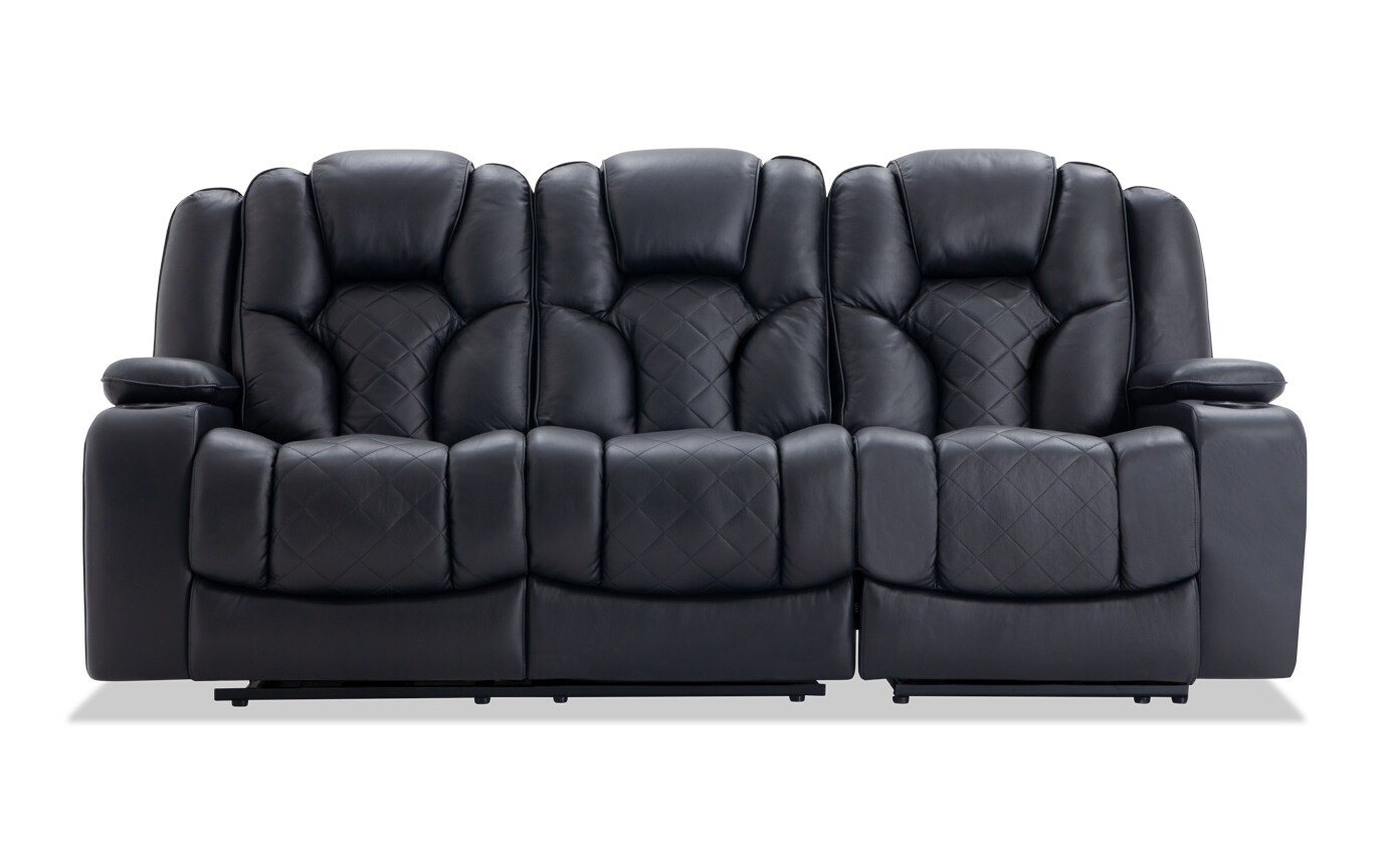 Panther Leather Dual Power Reclining Sofa Bobs Com Gallery Slider Image 1