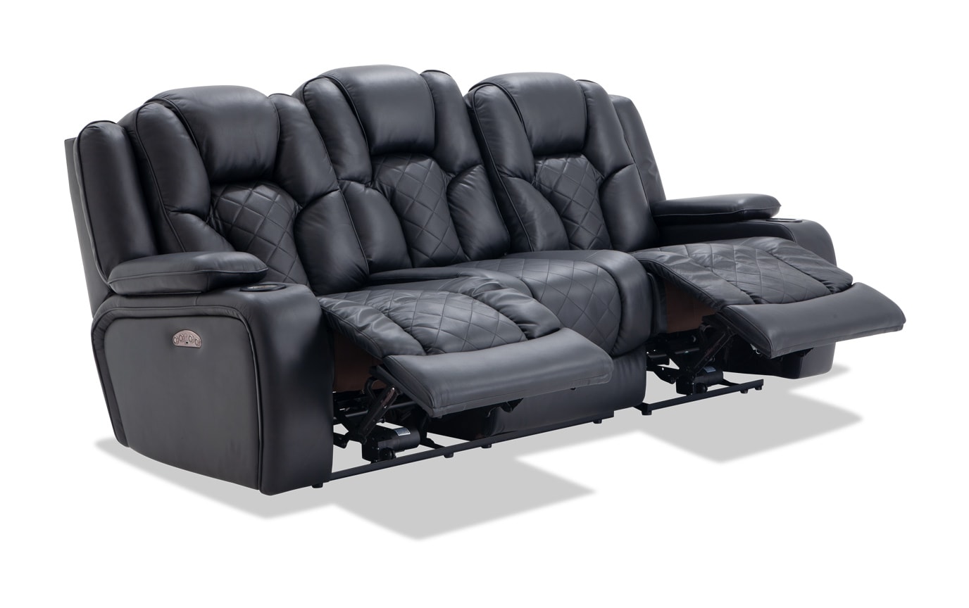 Panther Leather Dual Power Reclining Sofa | Bobs.com
