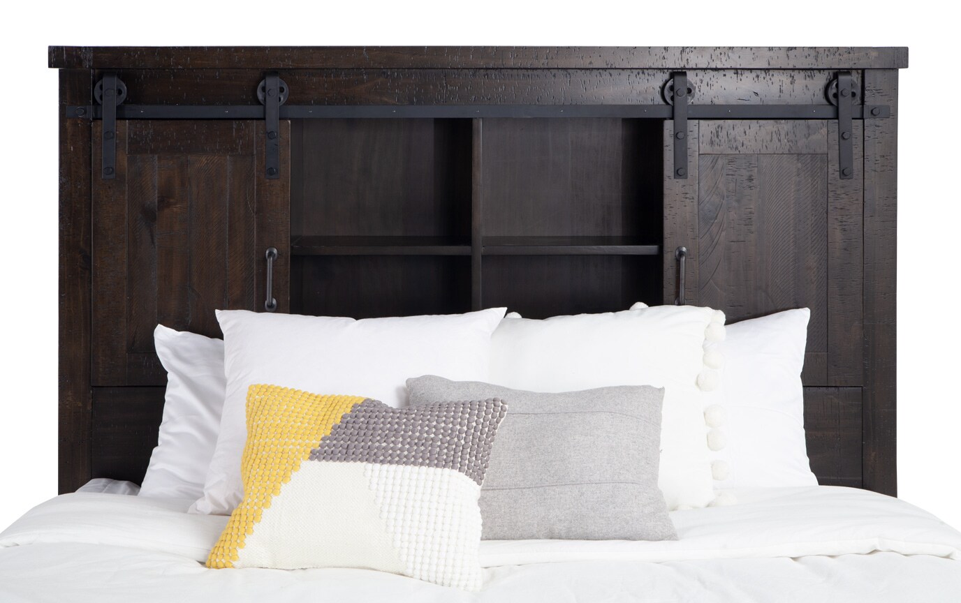 Montana Queen Brown Bookcase Storage Bed