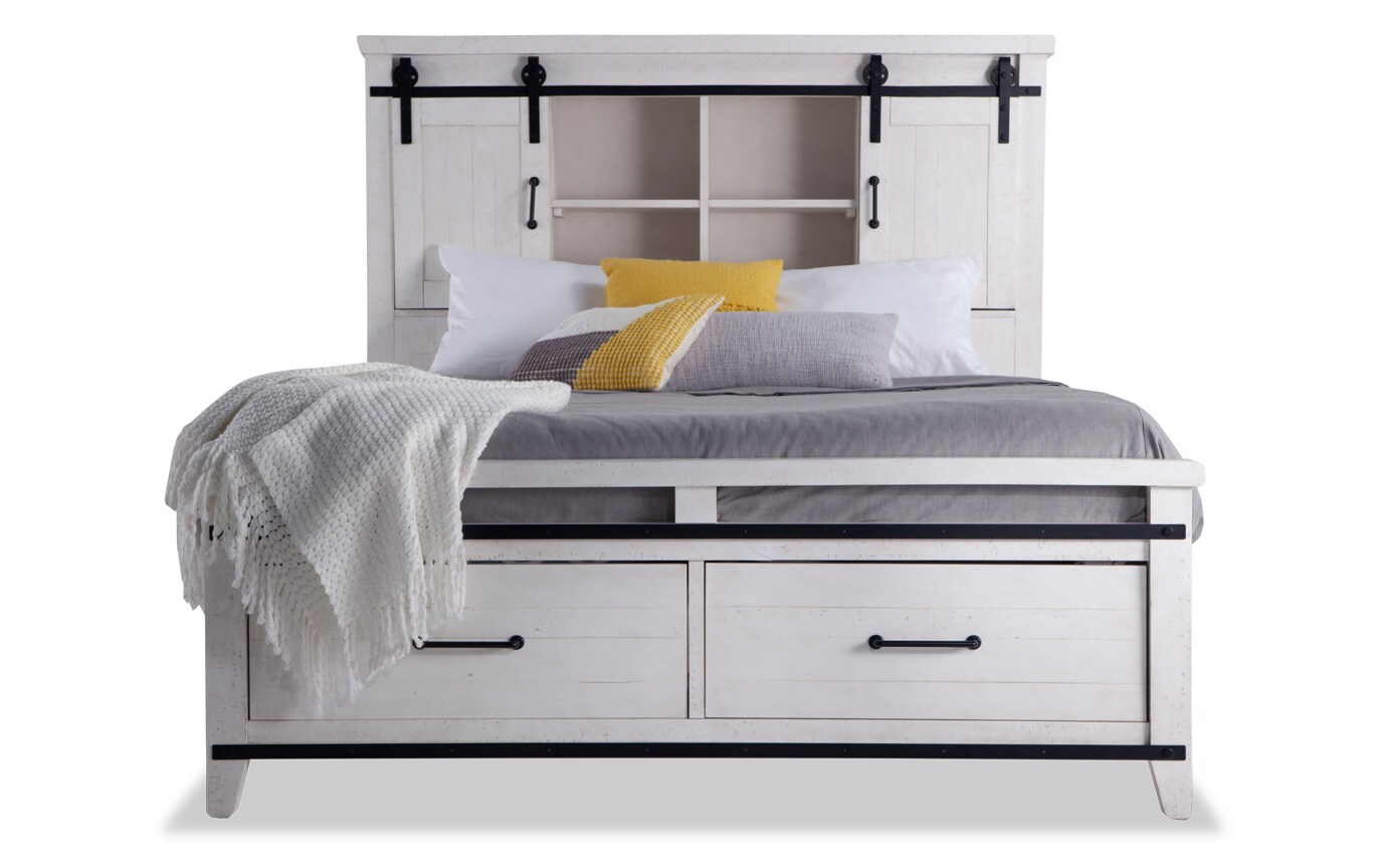Montana Queen White Bookcase Storage Bedroom Set Bobs Com Gallery Slider Image 2